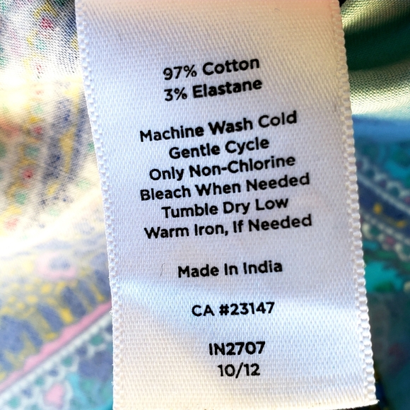 TALBOTS Blue Turquoise Paisley Super Cute Long Sleeve Button Down Blouse… - Picture 6 of 6